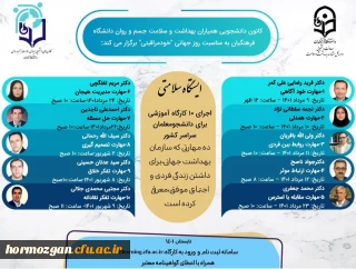 برگزاری کارگاه کشوری ایستگاه سلامتی با همکاری پردیس فاطمه الزهرا (س) هرمزگان 

کارگاه پنجم از سلسله کارگاه های خود مراقبتی با عنوان مهارت کنترل استرس و جرئت ورزی 