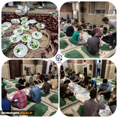به همت بسیج دانشجویی دانشگاه فرهنگیان اولین جلسه از سفره ی کریمانه در نمازخانه ی پردیس های دانشگاه فرهنگیان هرمزگان اتفاق افتاد